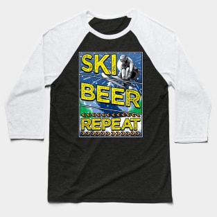 Funny Ski Beer Repeat Skiing & Drinking Skiers Baseball T-Shirt